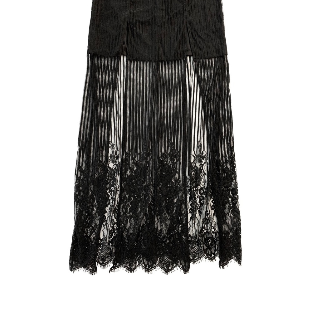 Black Lace Double High Slit Bodycon Maxi Dress - Picture 7 of 14